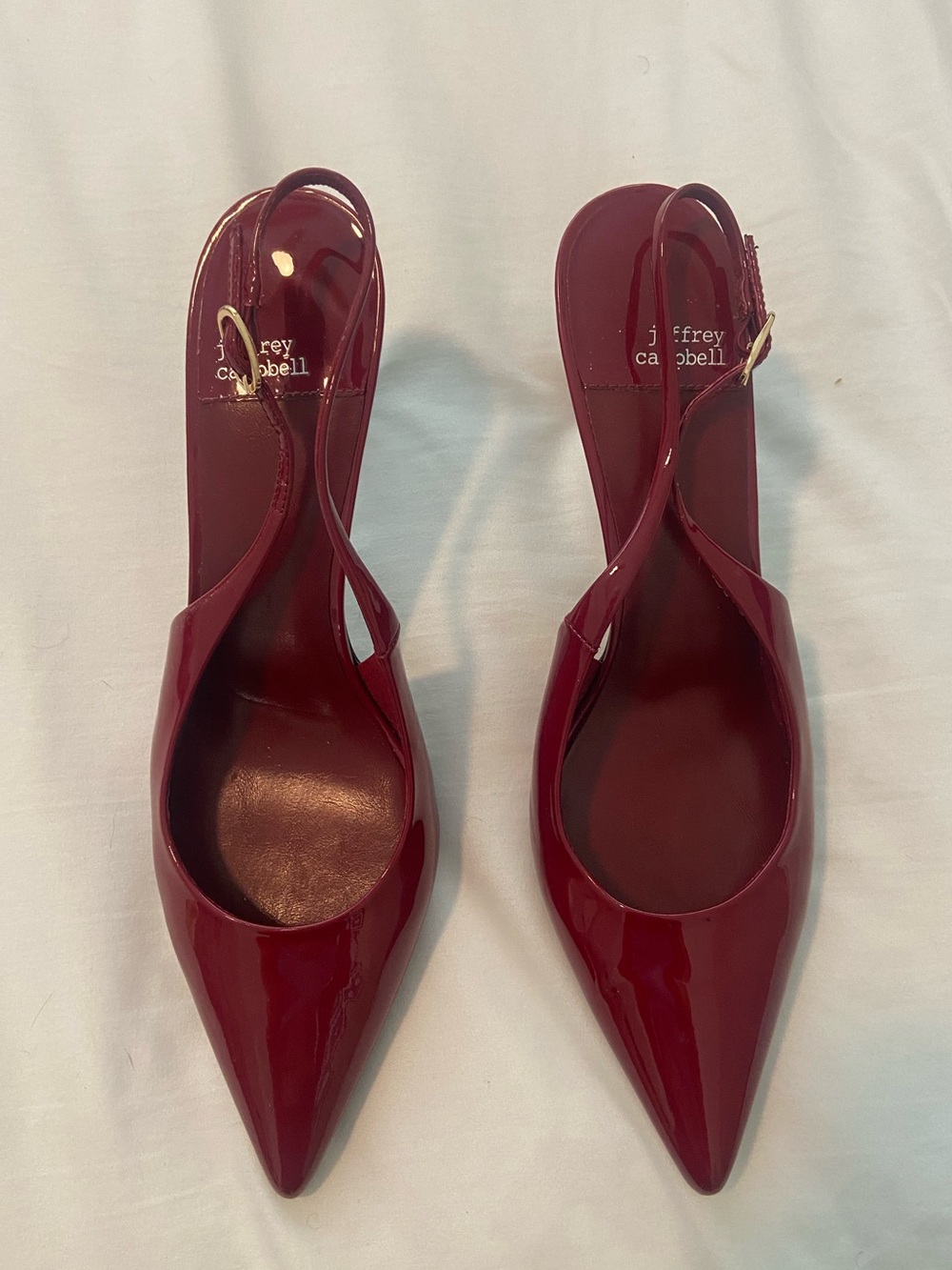 Jeffrey Campbell Burgundy Patent Pointed Slingback Heels